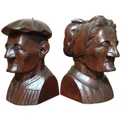 Serre-livres en acajou sculpté à la main