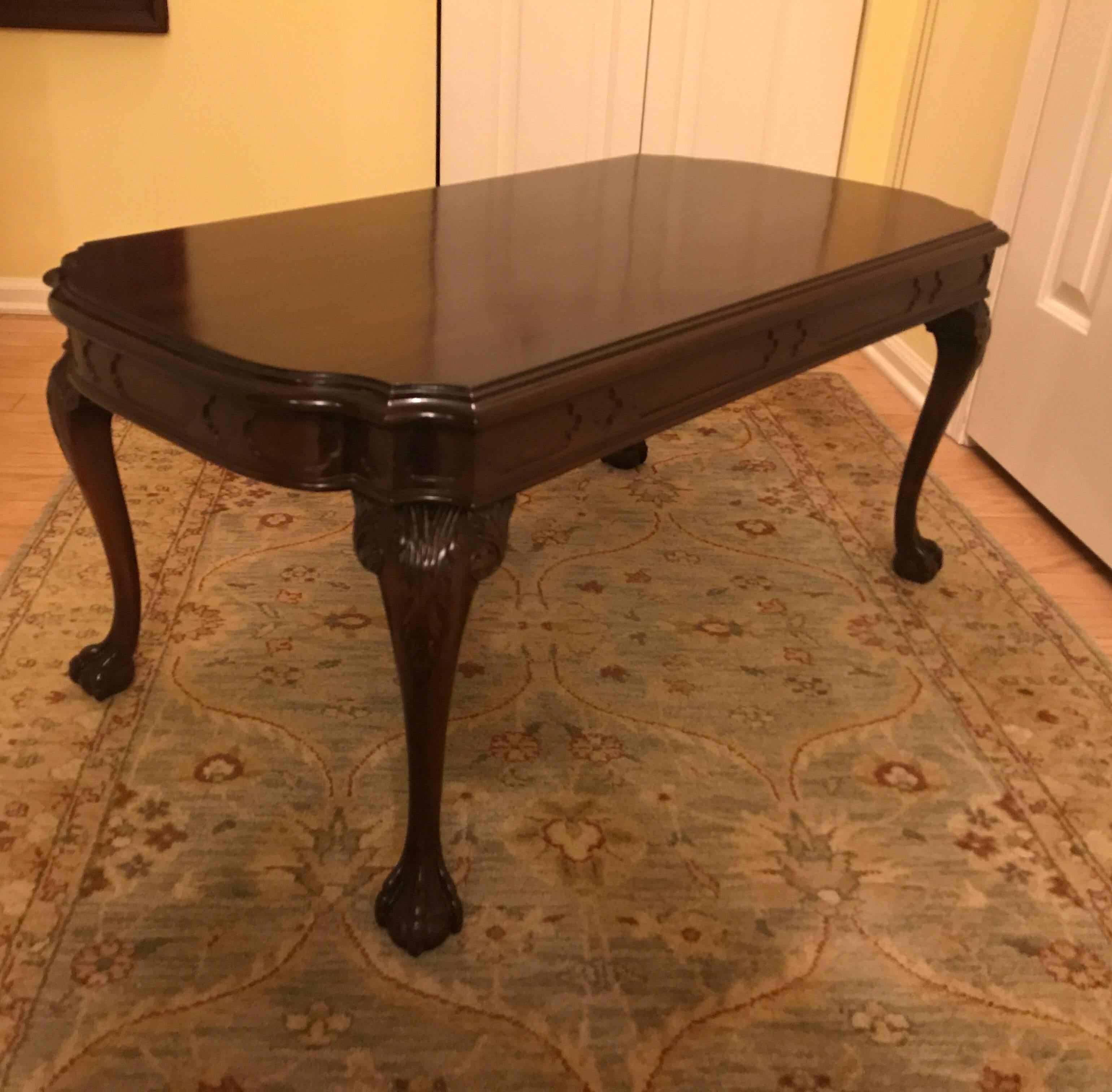 American Hand-Carved Mahogany Cocktail Table