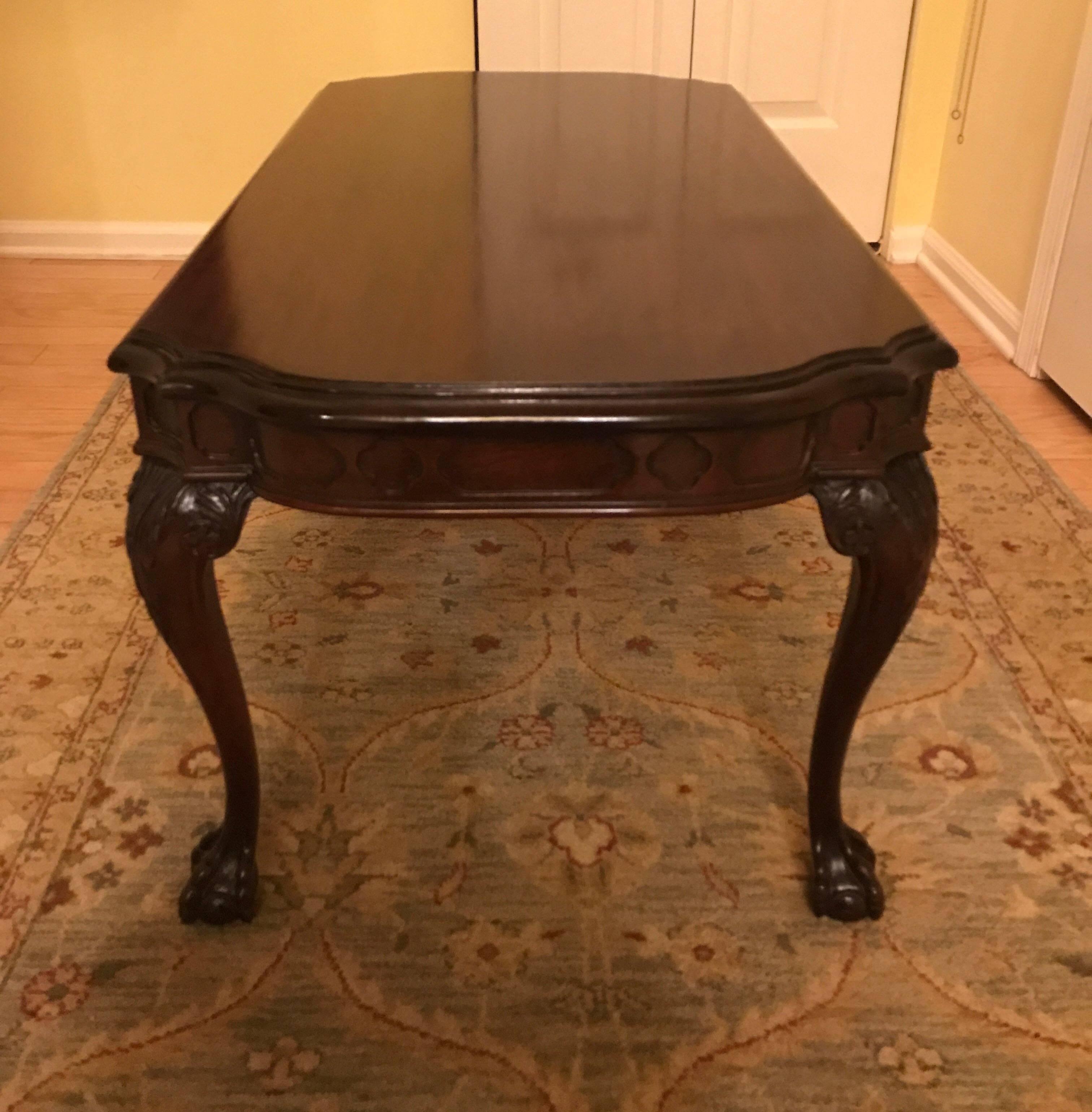 Hand-Carved Mahogany Cocktail Table In Excellent Condition In Lambertville, NJ