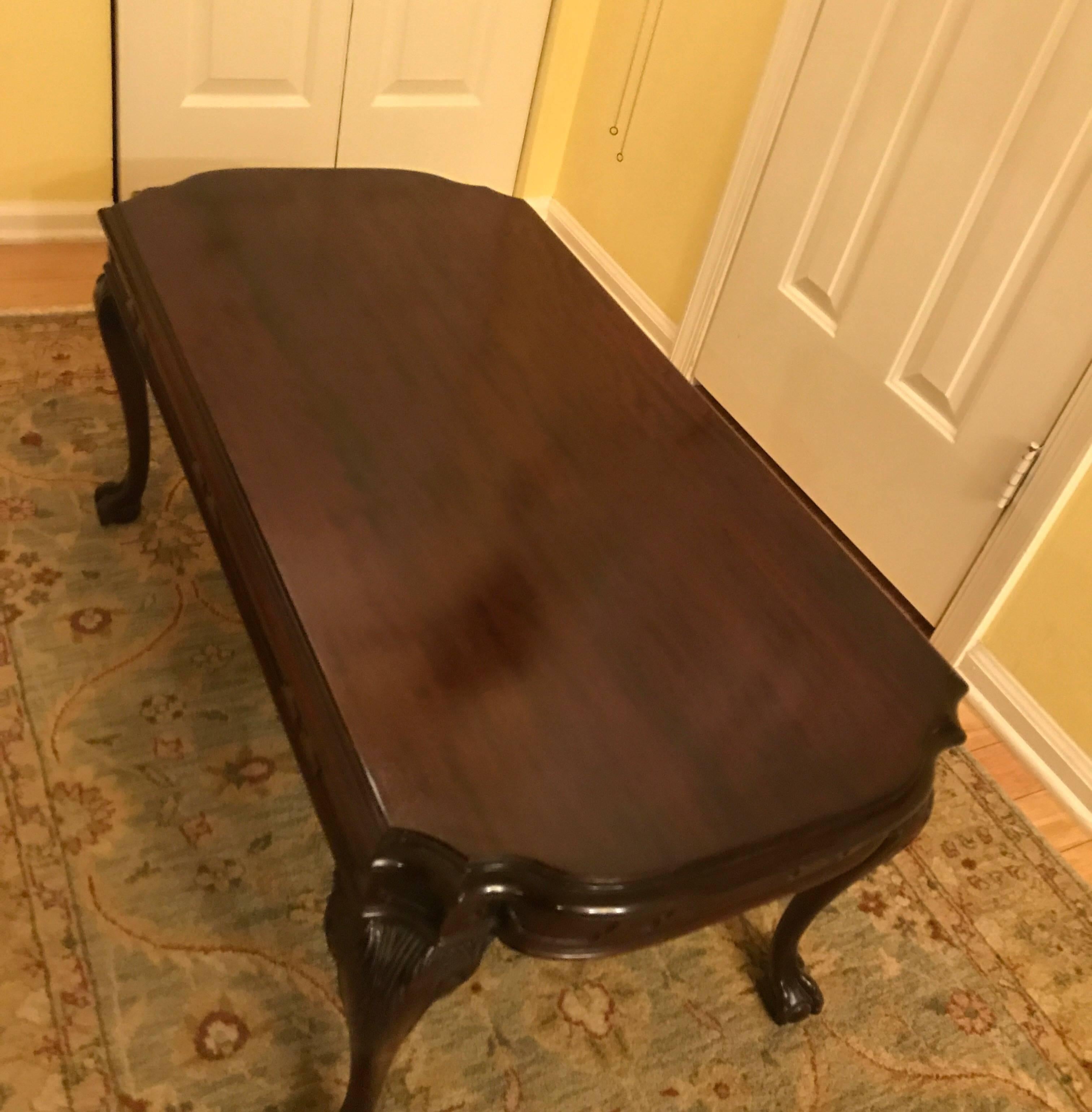 Early 20th Century Hand-Carved Mahogany Cocktail Table