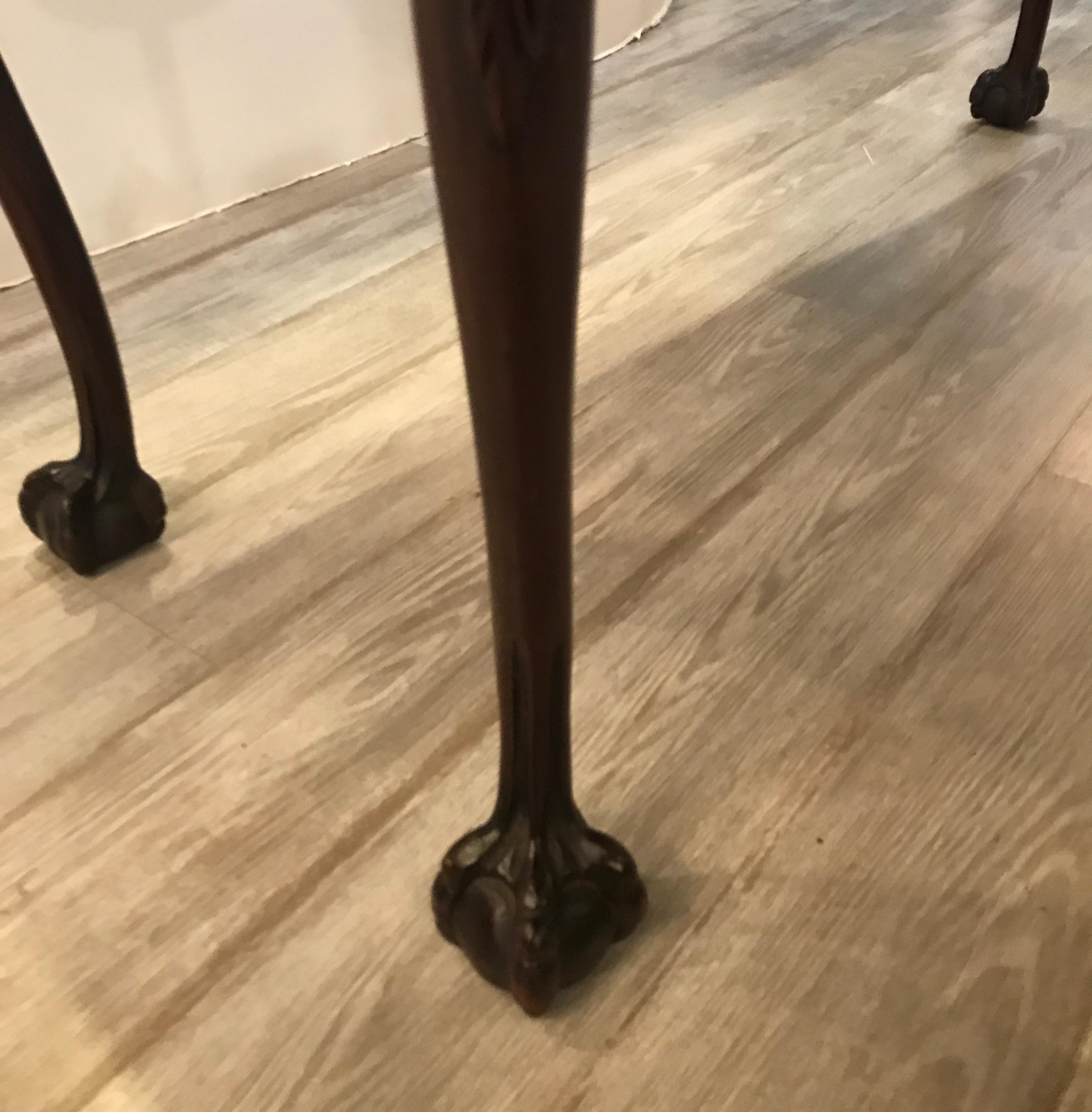 Hand Carved Mahogany Console Table Opens to a Dining Table.  In Good Condition In Lambertville, NJ