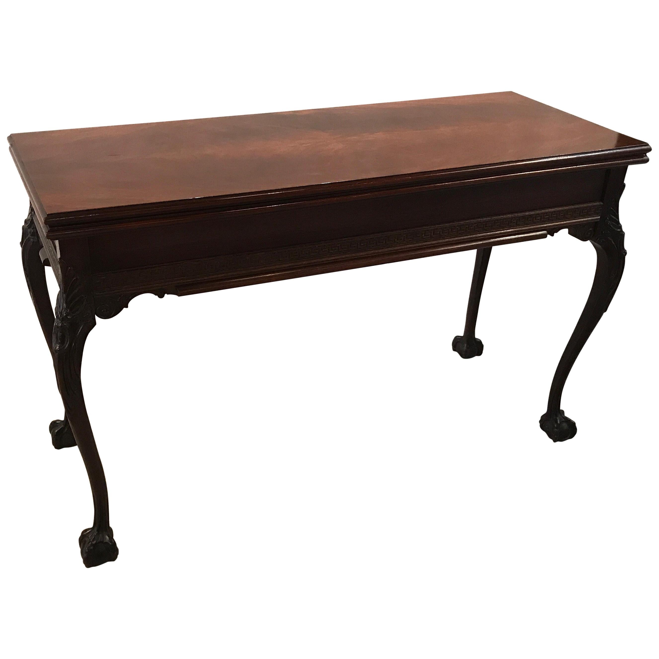 Hand Carved Mahogany Console Table Opens to a Dining Table.