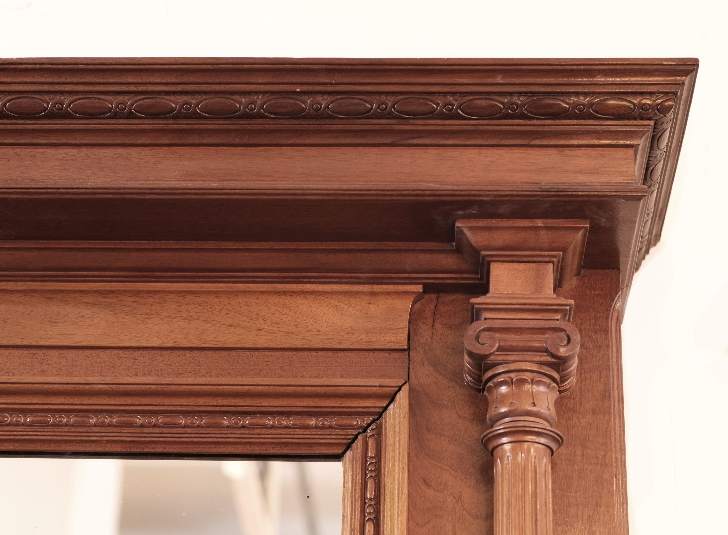 19th Century Hand Carved Mahogany Double Decker Mantel 4 Griffins For Sale