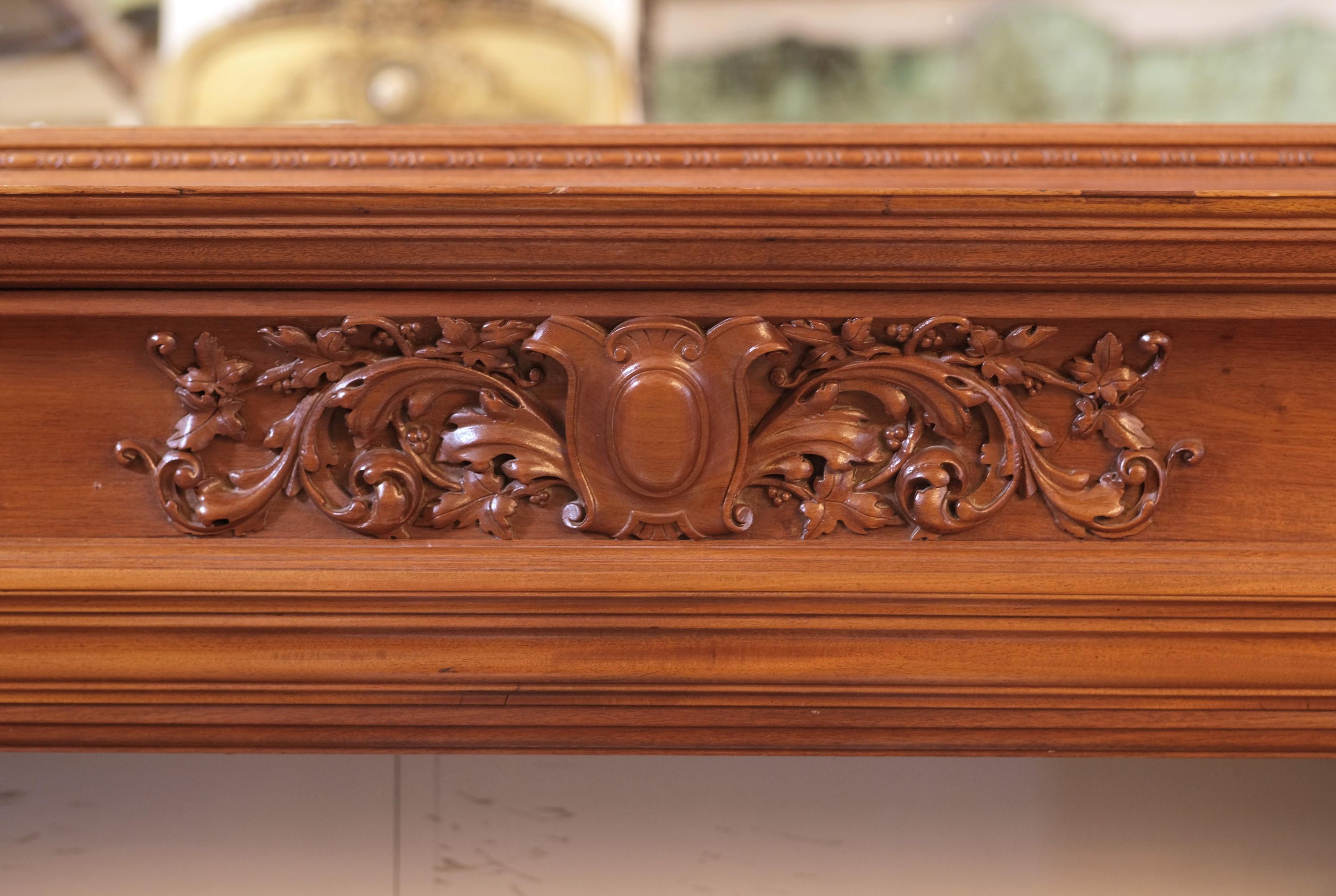 Mirror Hand Carved Mahogany Double Decker Mantel 4 Griffins For Sale