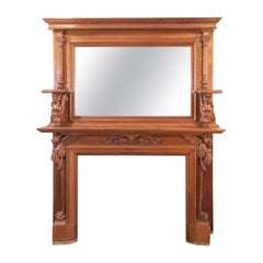 Hand Carved Mahogany Double Decker Mantel 4 Griffins