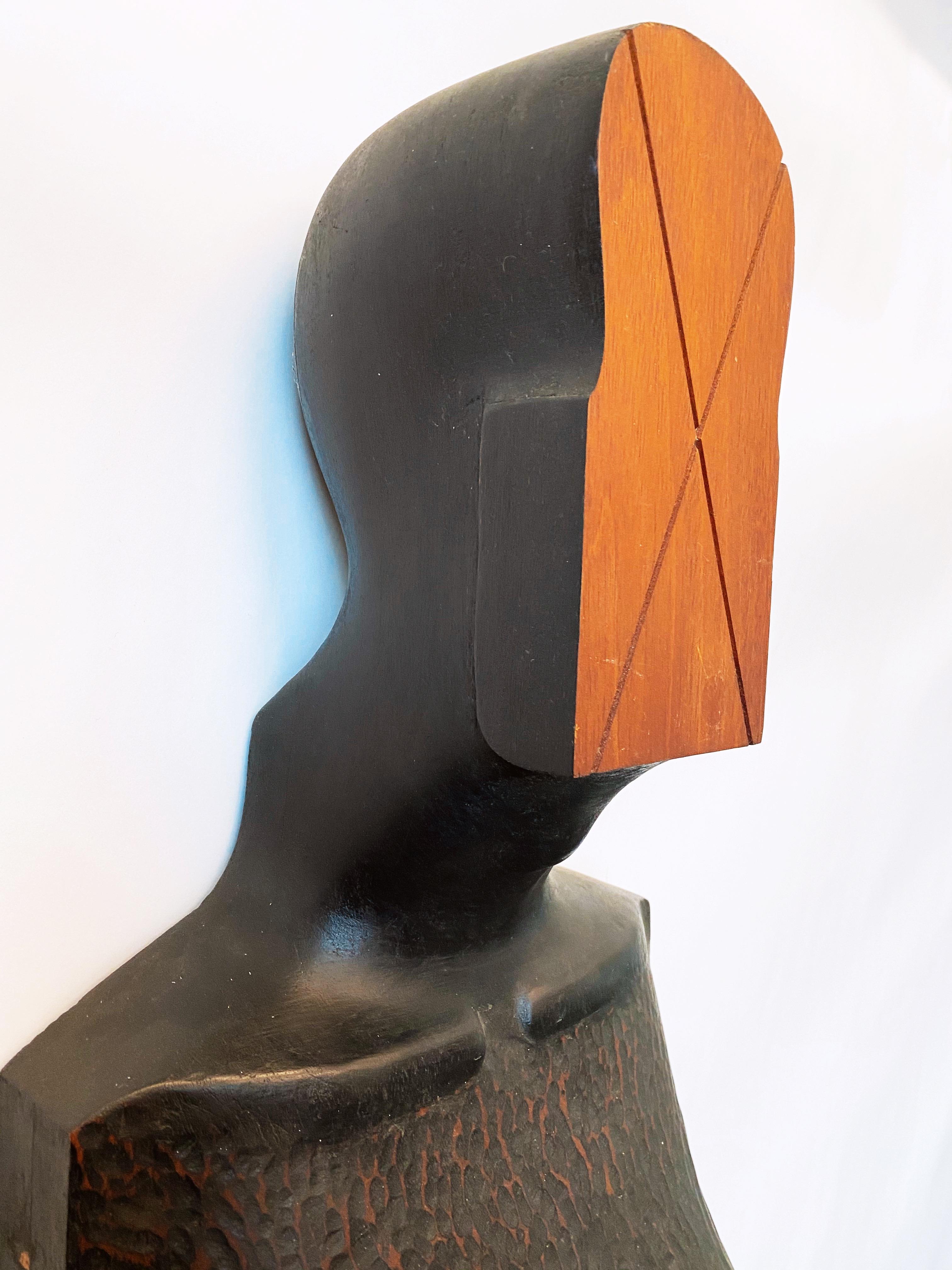 American Vintage 1980s Jim Pruitt Hand Carved Mahogany Female Figurative Large Sculpture For Sale