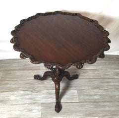 Hand Carved Mahogany Tilt Top Tea Table, Circa 1890