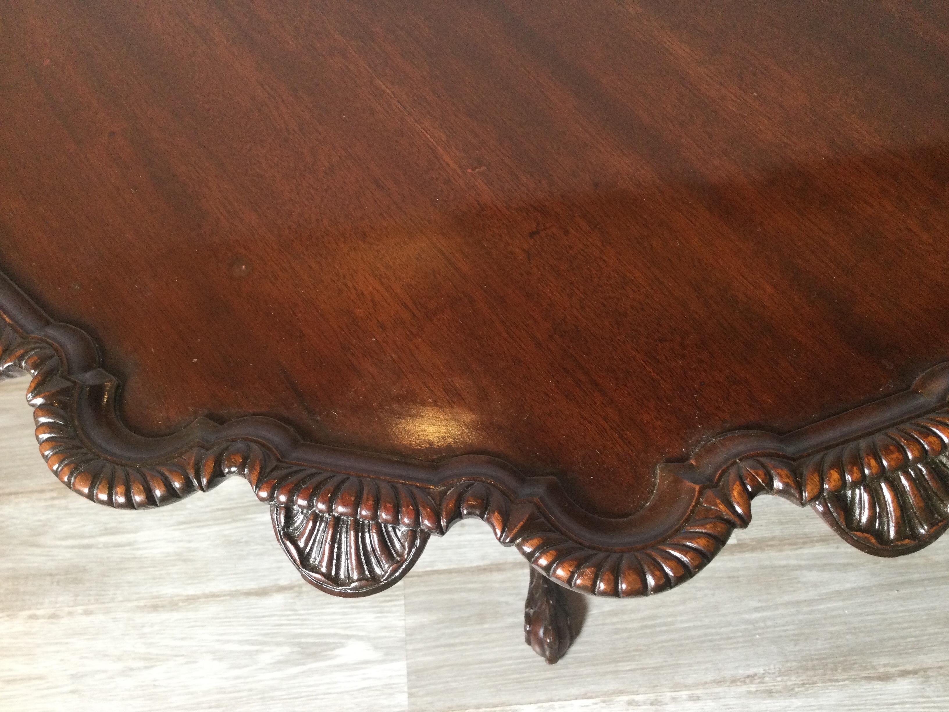 Chippendale Hand Carved Mahogany Tilt Top Tea Table, Circa 1890 For Sale