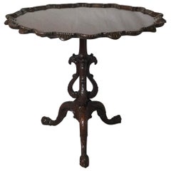 Tavolo da tè inclinabile in mogano intagliato a mano, 1890 circa