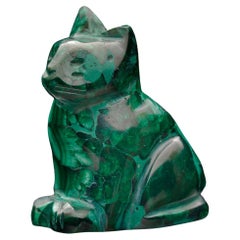 Chat en malachite sculpté à la main