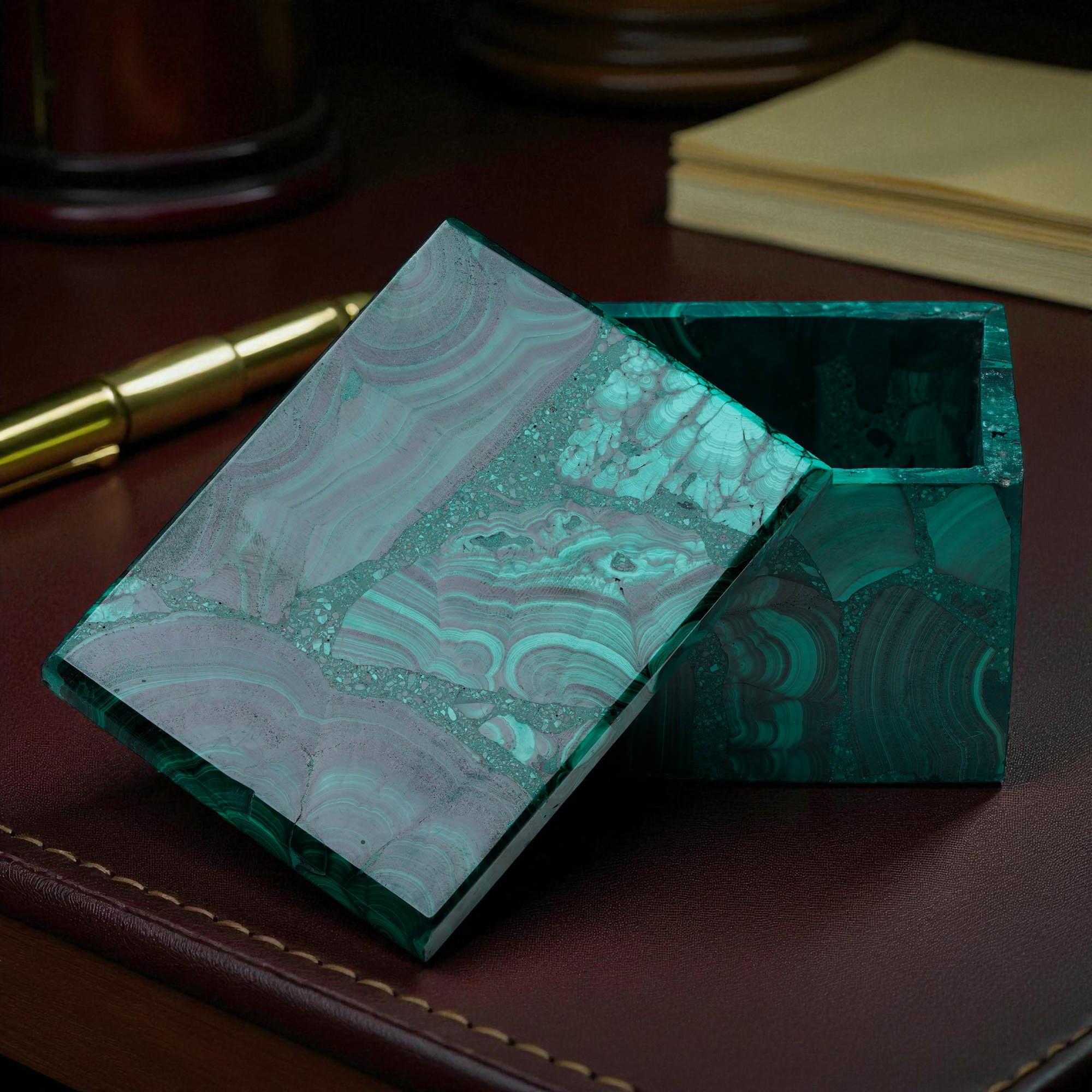 Malachite Decorative Box For Sale 2