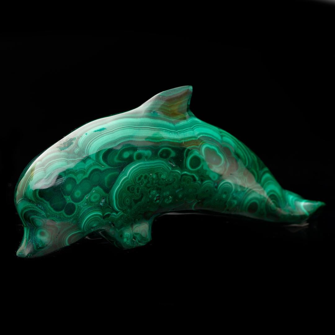 Congolese Hand-Carved Malachite Dolphin For Sale