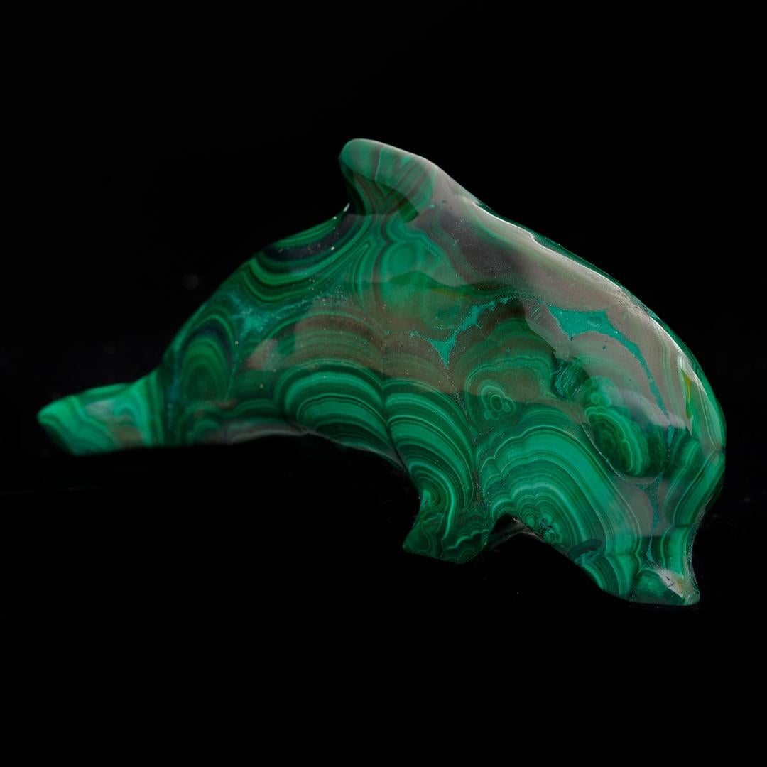 Hand-Carved Malachite Dolphin In New Condition For Sale In New York, NY
