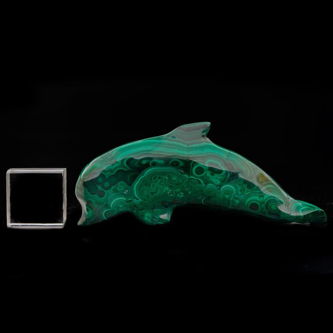 Hand-Carved Malachite Dolphin For Sale 1