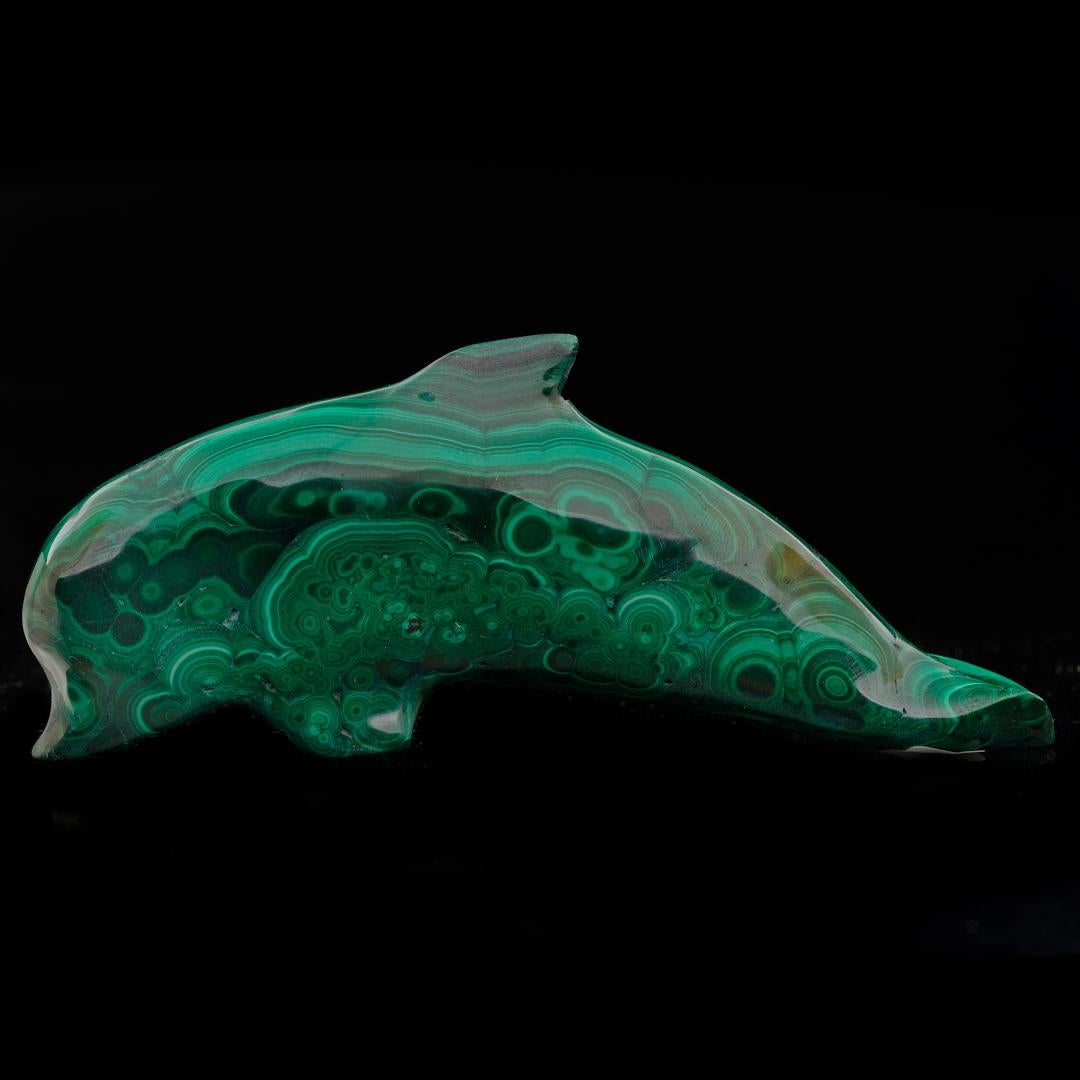 Hand-Carved Malachite Dolphin For Sale 2