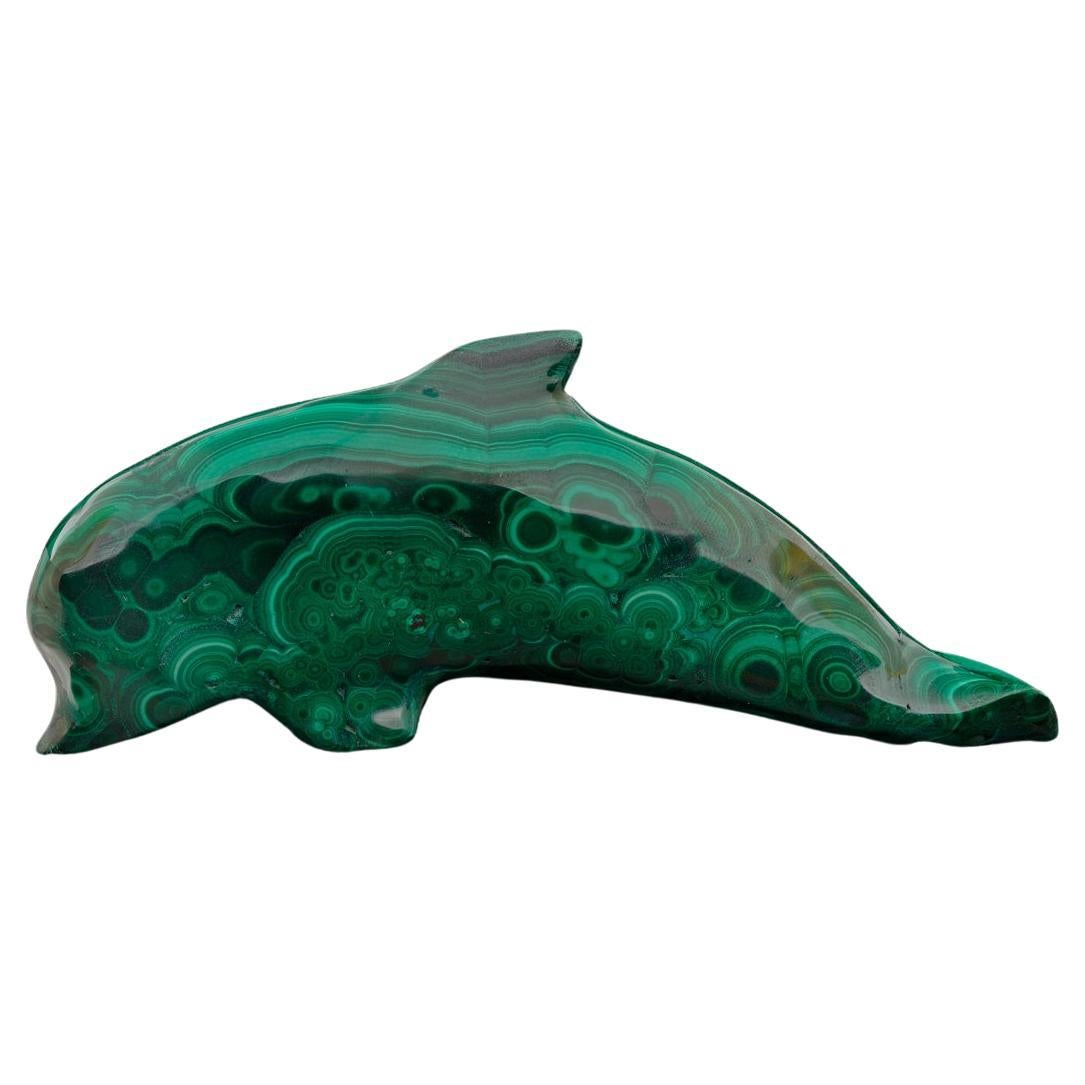 Hand-Carved Malachite Dolphin
