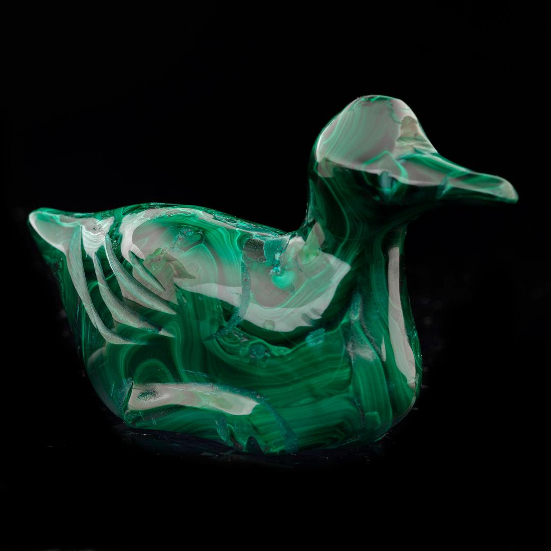 Congolese Hand-Carved Malachite Duck For Sale
