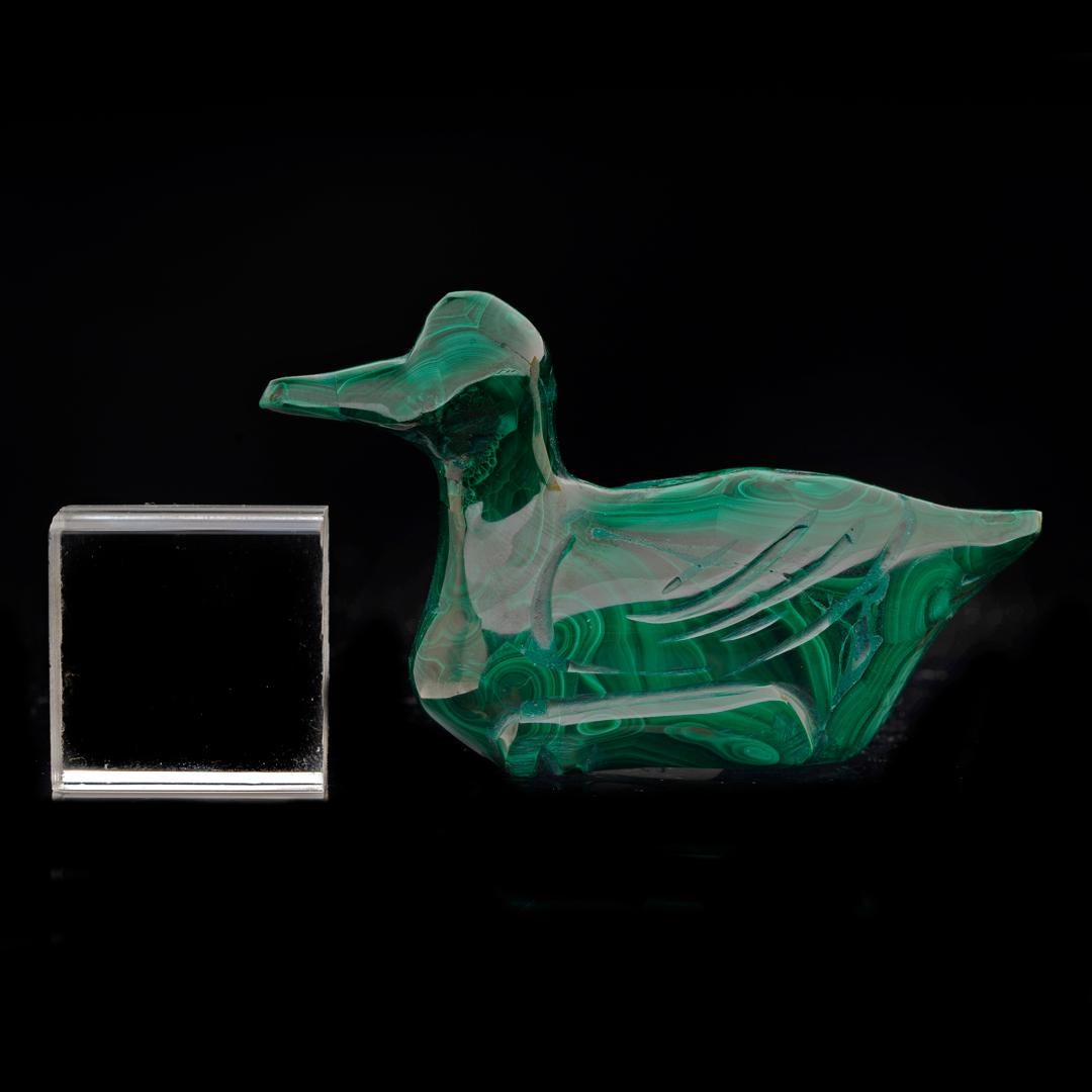 Hand-Carved Malachite Duck In New Condition For Sale In New York, NY