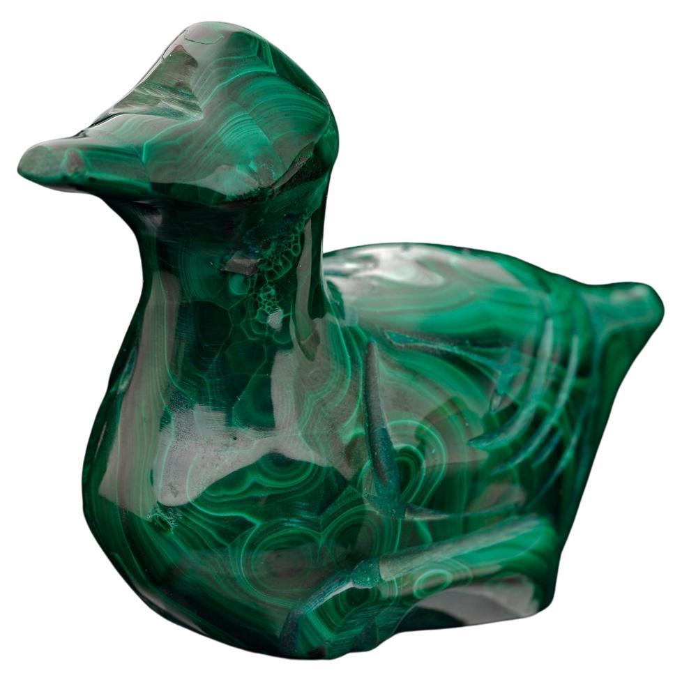 Hand-Carved Malachite Duck