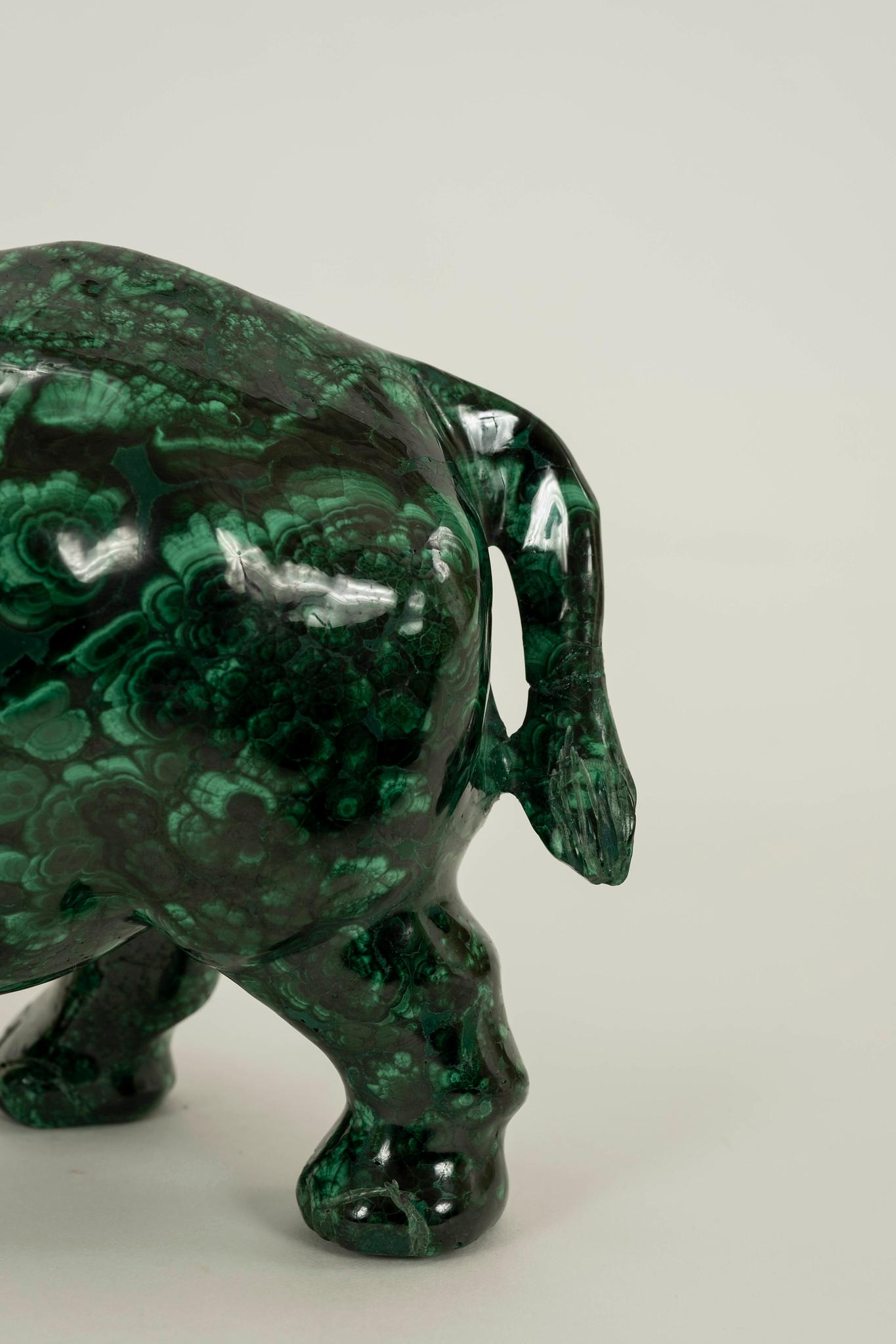 Aesthetic Movement Hand Carved Malachite Hippo For Sale