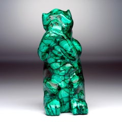 Hand-Carved Malachite Monkey