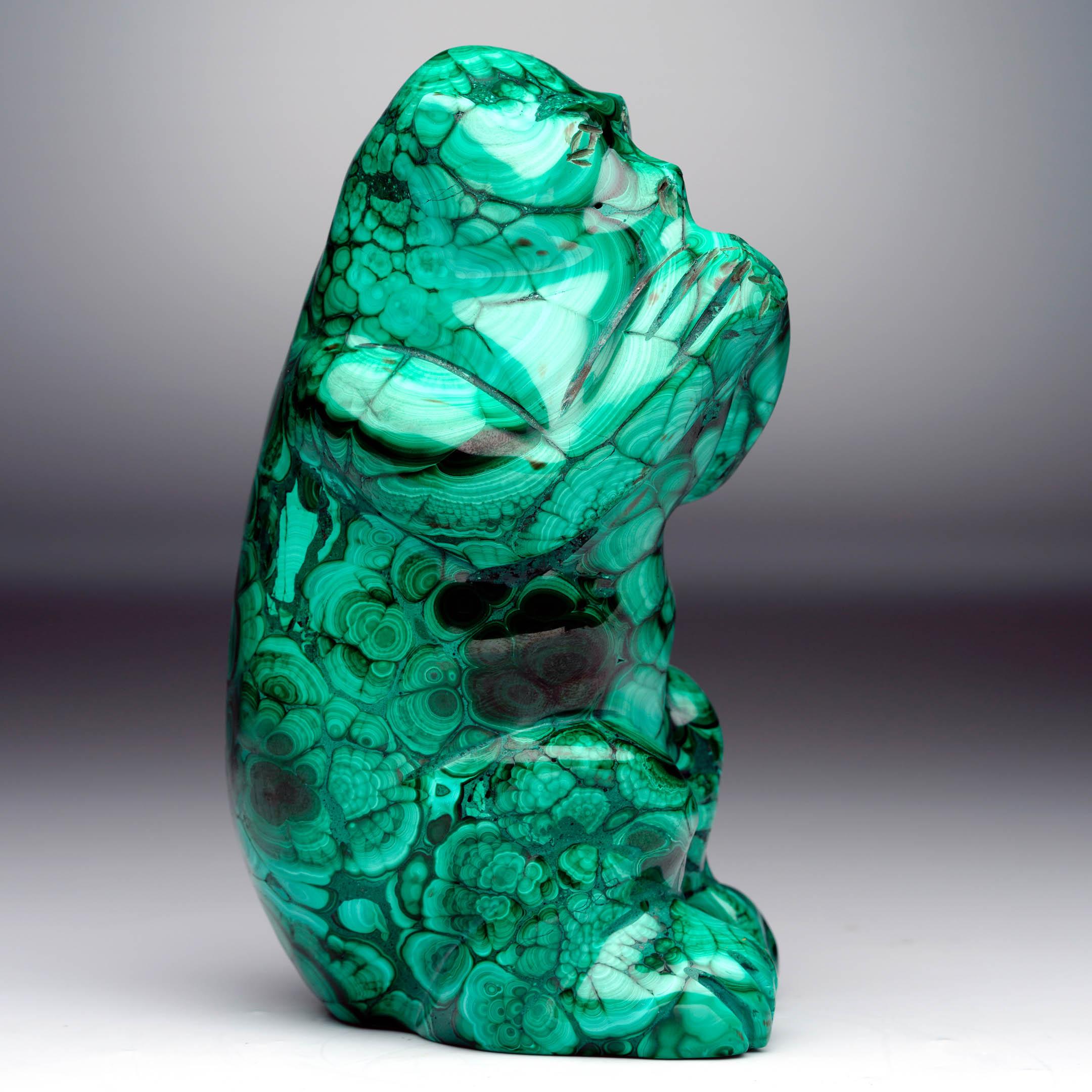 Congolese Hand-Carved Malachite Monkey For Sale