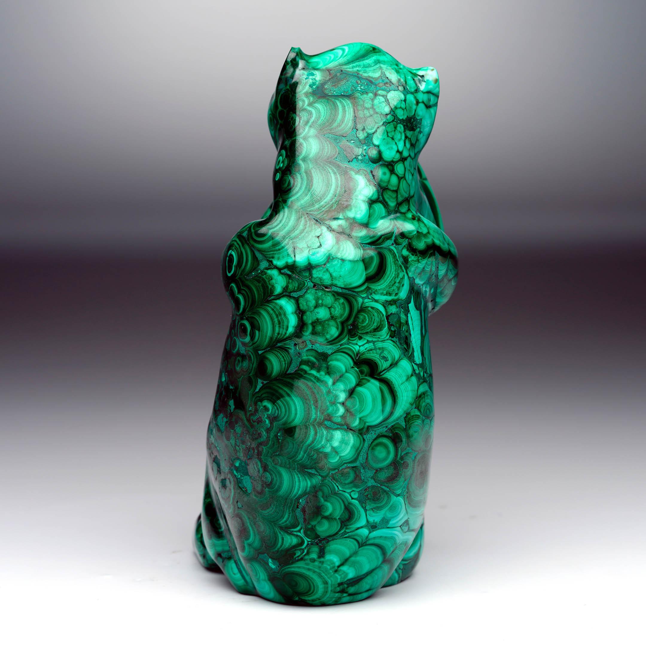 Contemporary Hand-Carved Malachite Monkey For Sale