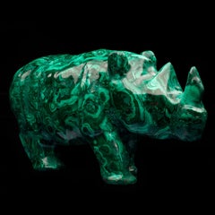 Hand-Carved Malachite Rhinoceros // 10 Lb.