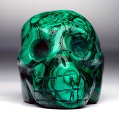 Hand-Carved Malachite Skull