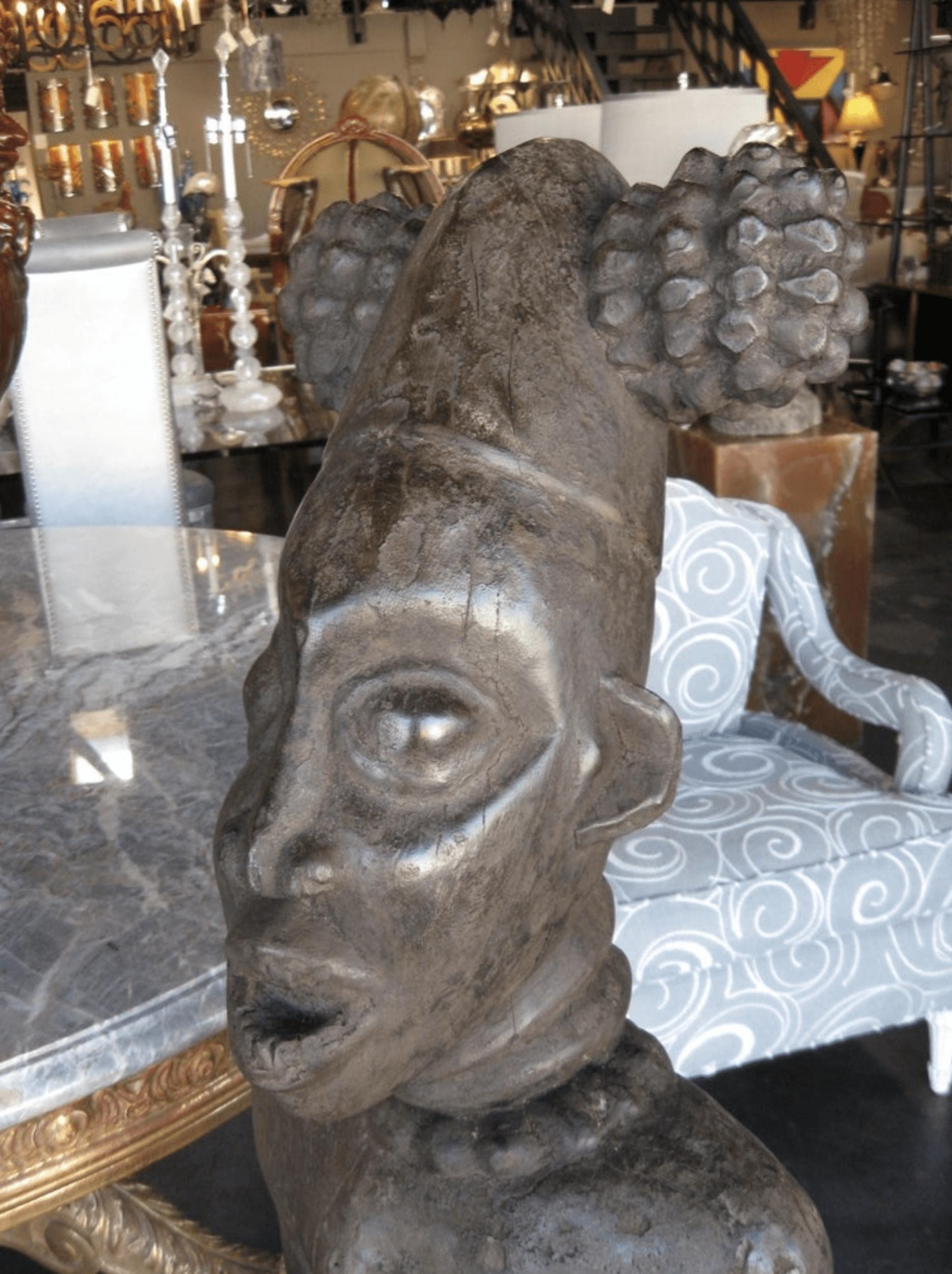 Hand Carved Male and Female African Statues from Cameroon In Good Condition For Sale In Los Angeles, CA
