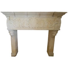 Hand Carved Mantel with Grotesques