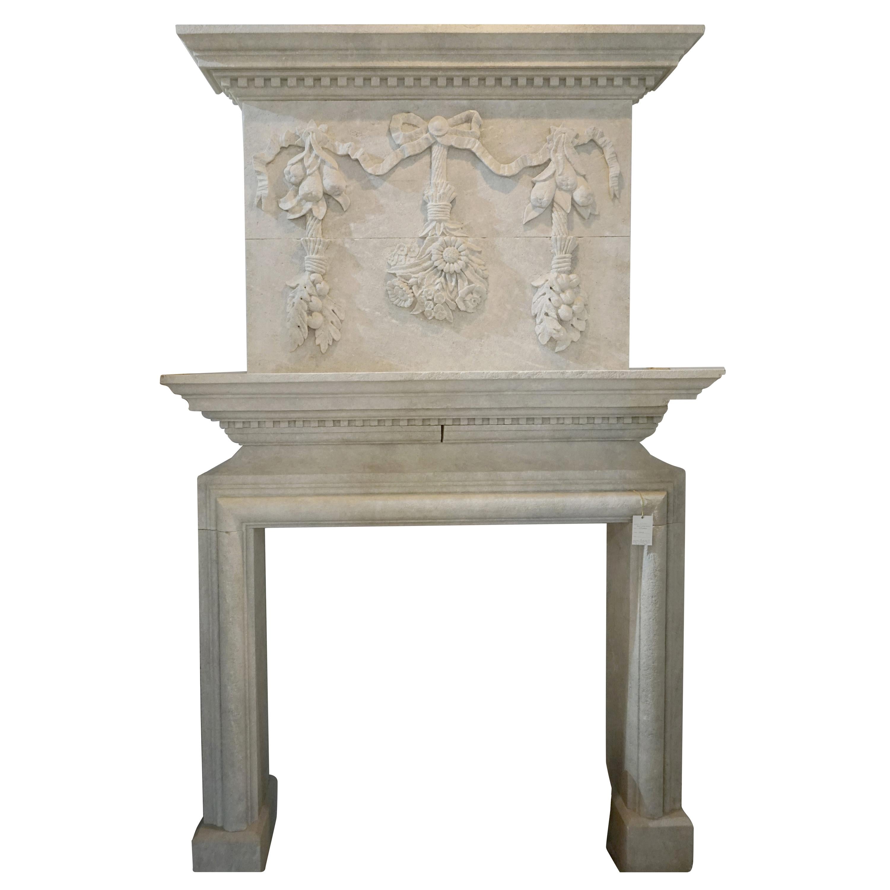 Hand Carved Mantel with Trumeau
