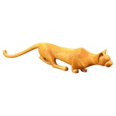 Hand Carved Maple Panther Sculpture by Peter Larsen