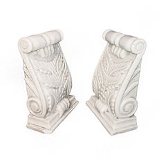 Mid-20th Century Hand Carved White Marble Bookends from India