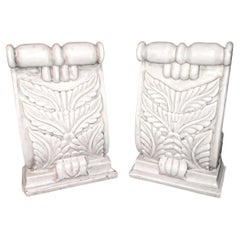 Mid-20th Century Hand Carved White Marble Bookends from India