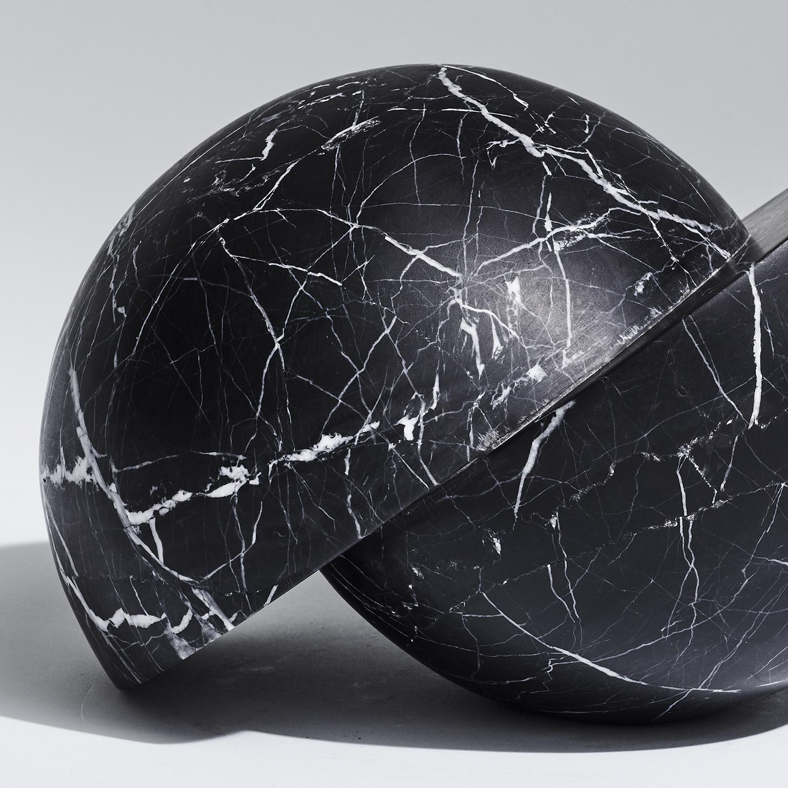 Modern Hand Carved Marble Cambio Sculpture in Nero by Greg Natale