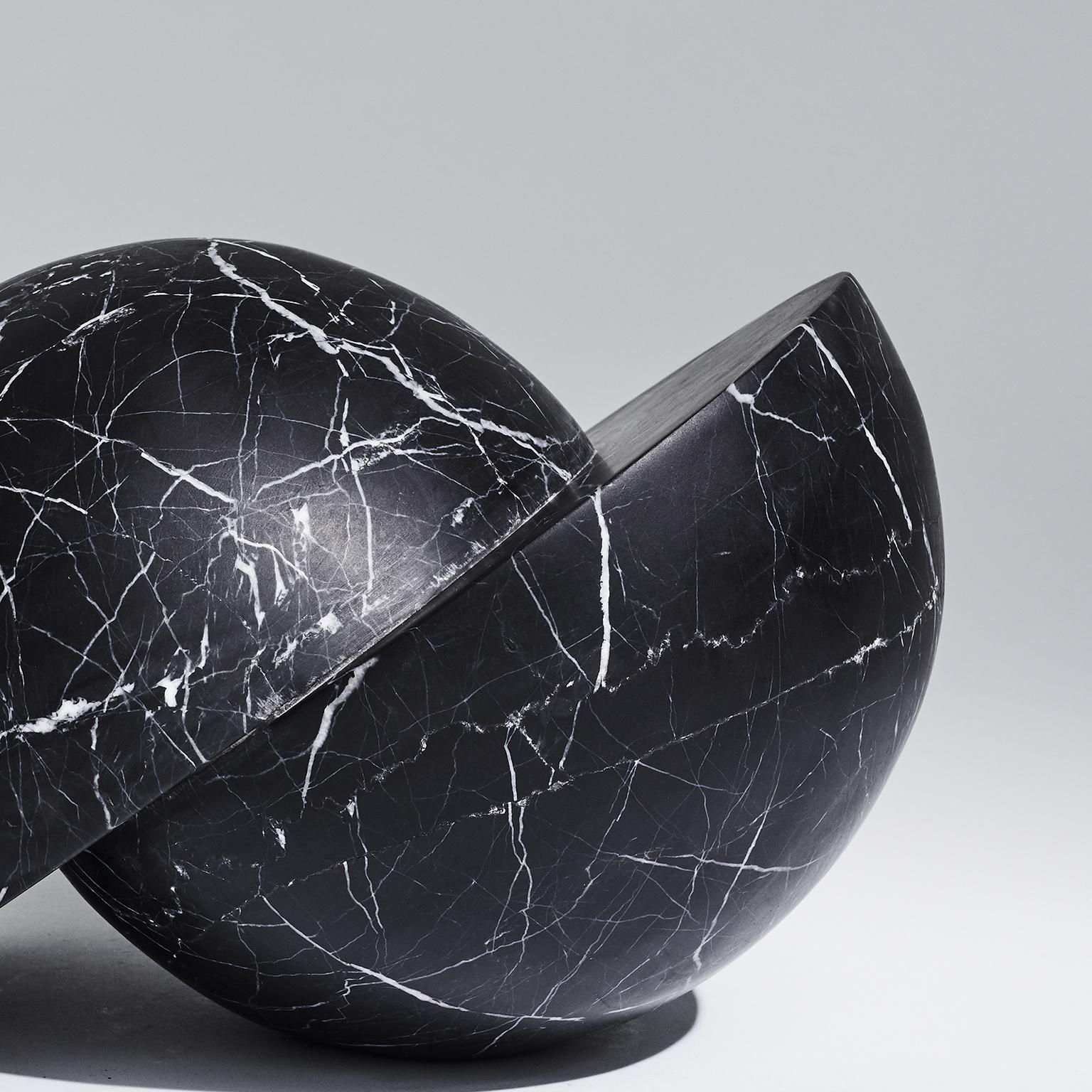 Unknown Hand Carved Marble Cambio Sculpture in Nero by Greg Natale
