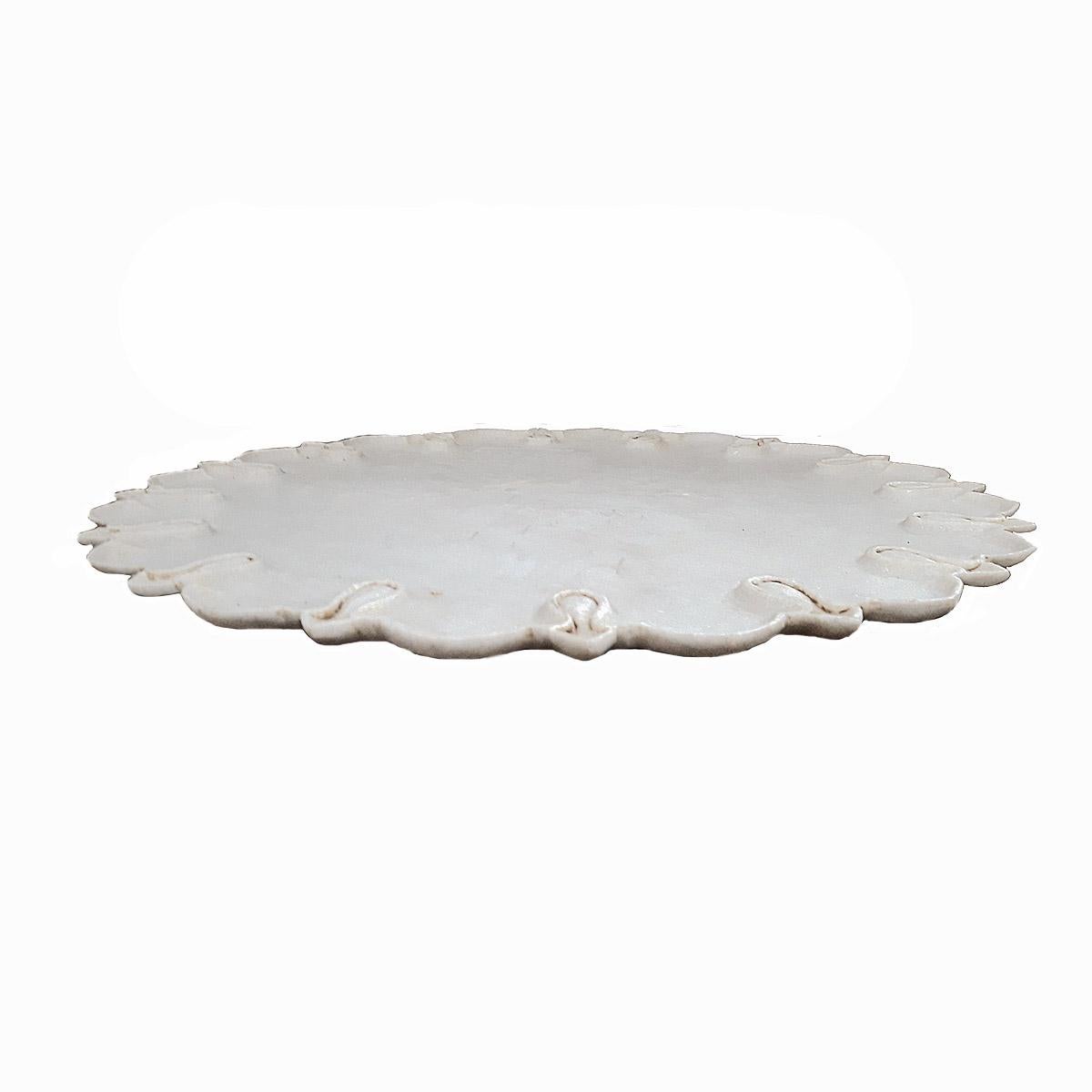 Indian Hand-Carved Marble Charger / Server / Plate from India, Mid-20th Century For Sale