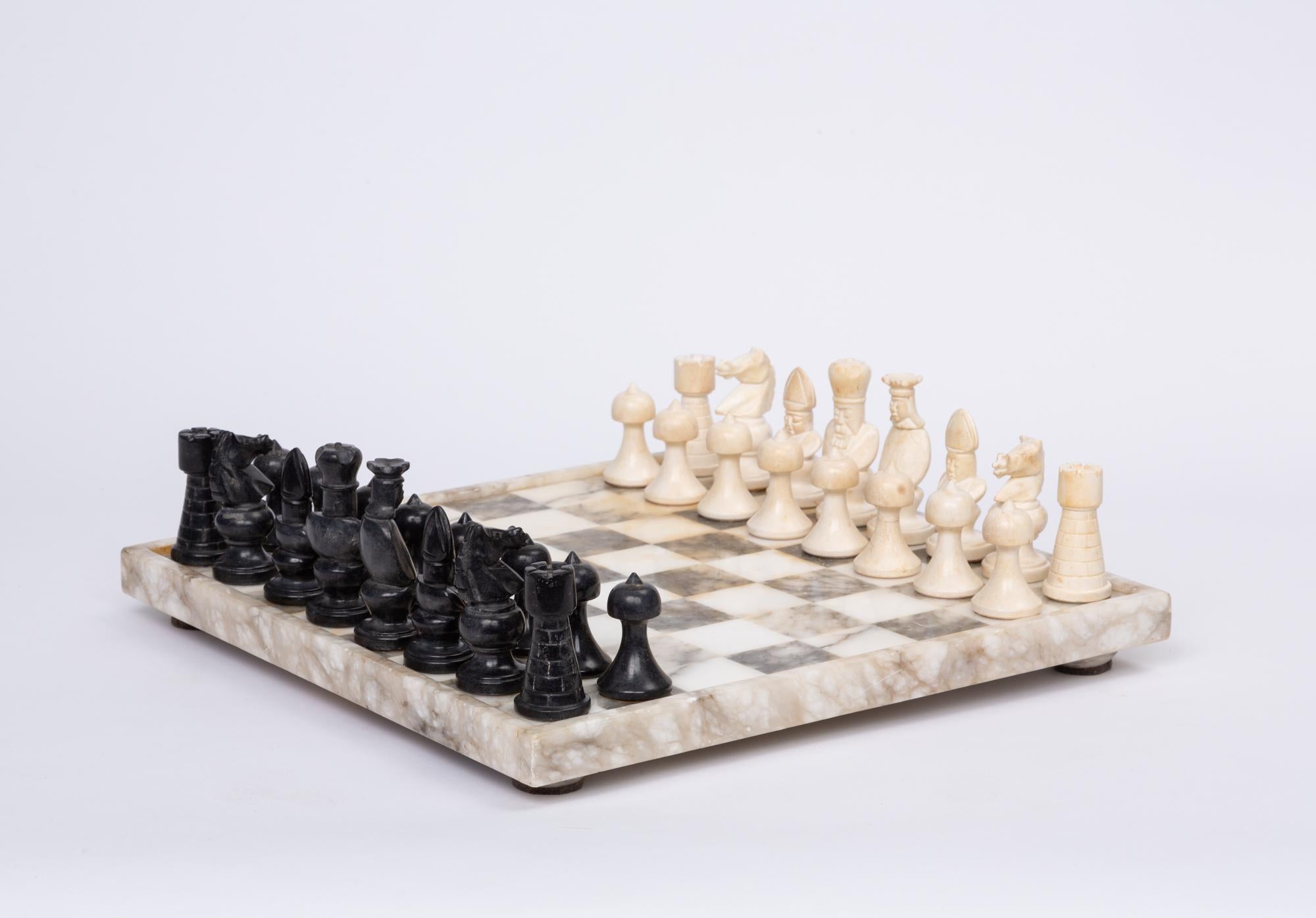 Unknown Hand Carved Marble Chess Set