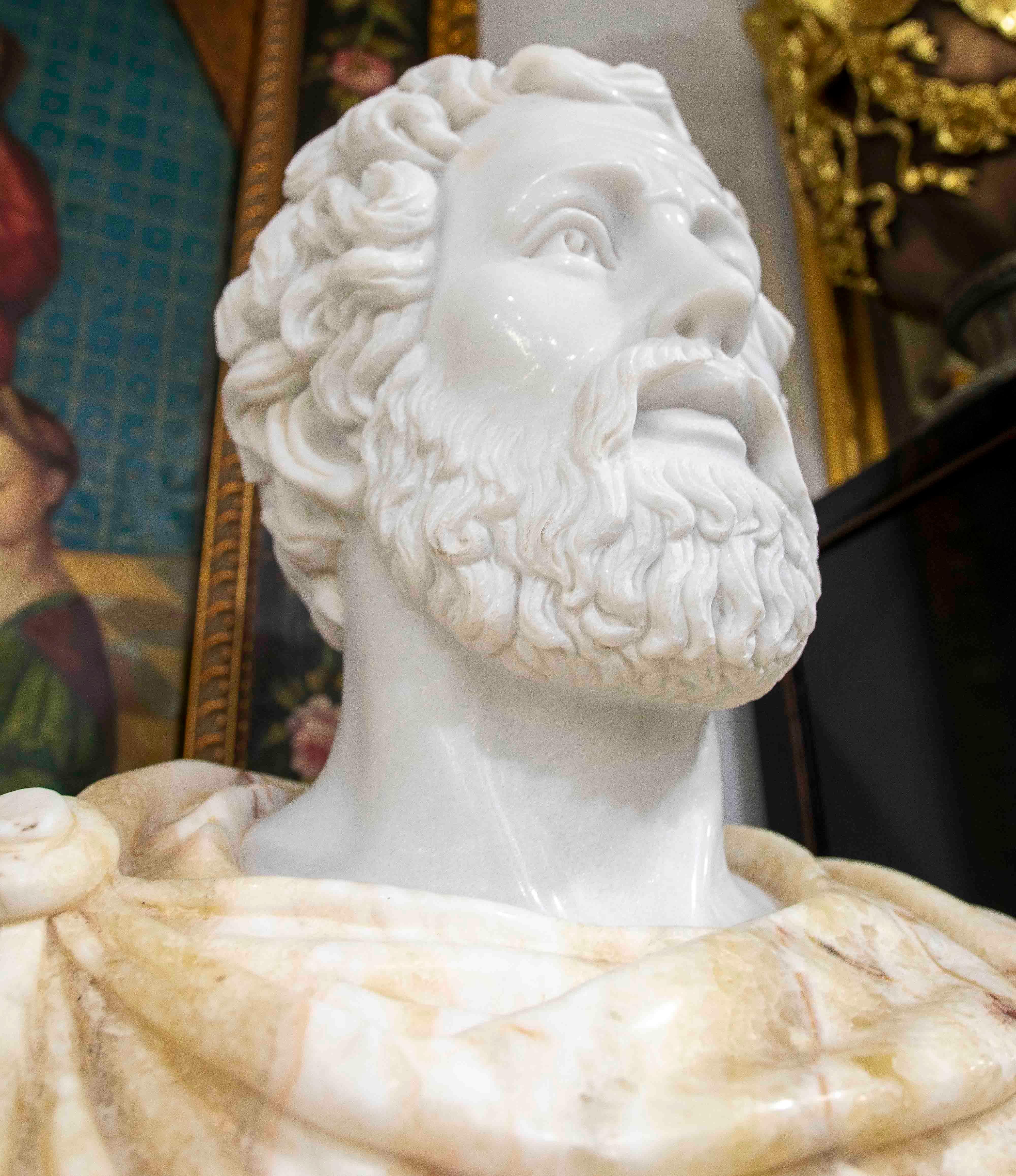 Busto clásico de mármol tallado a mano en estilo romano en Bueno estado para la venta en Marbella, ES