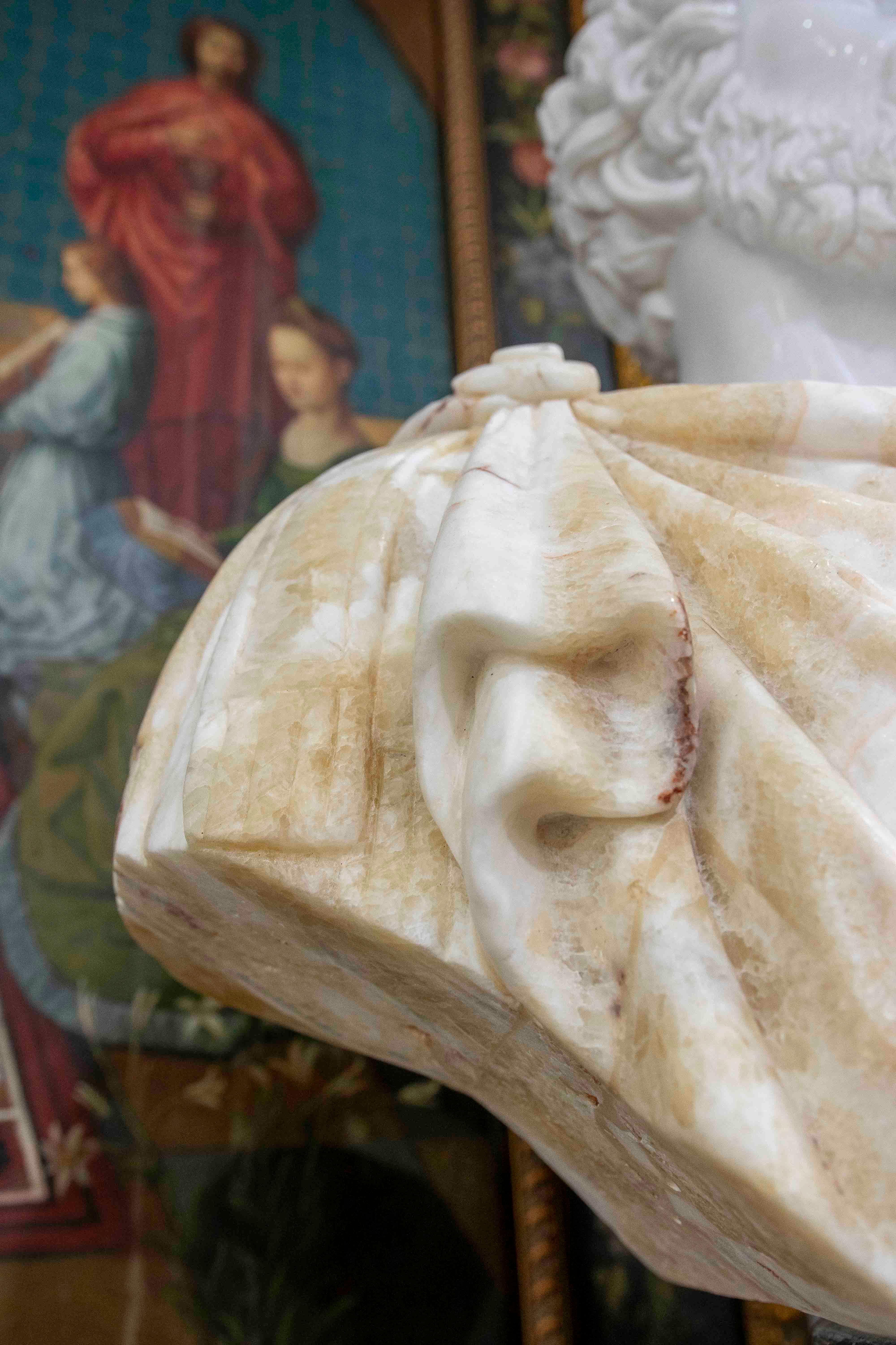Busto clásico de mármol tallado a mano en estilo romano Ónix en venta