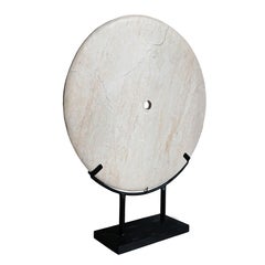 Hand-Carved Marble Disk on Stand, 24 inches, Indonesia, Contemporary