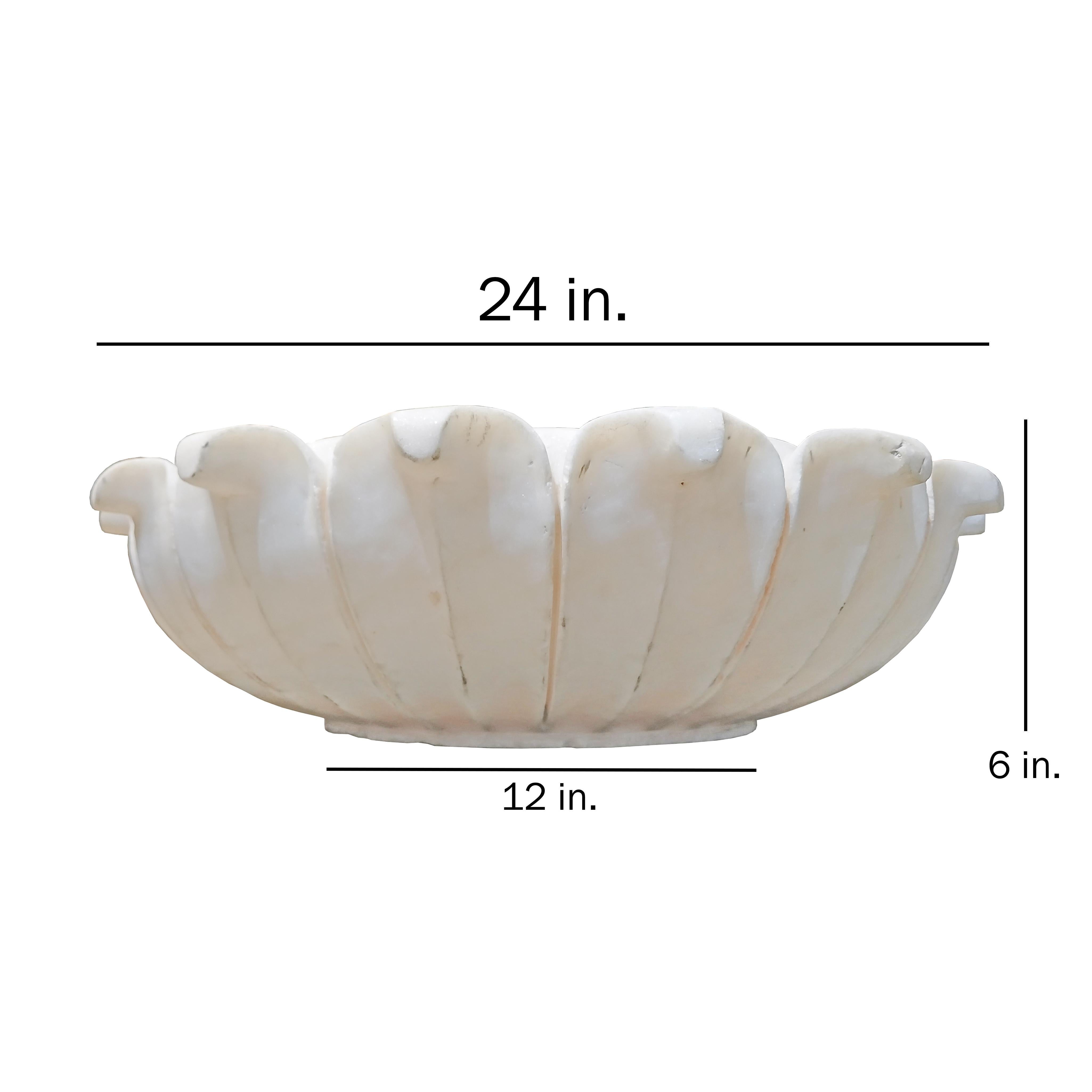 Hand Carved Marble Flower Bowl, Mid-20th Century 7