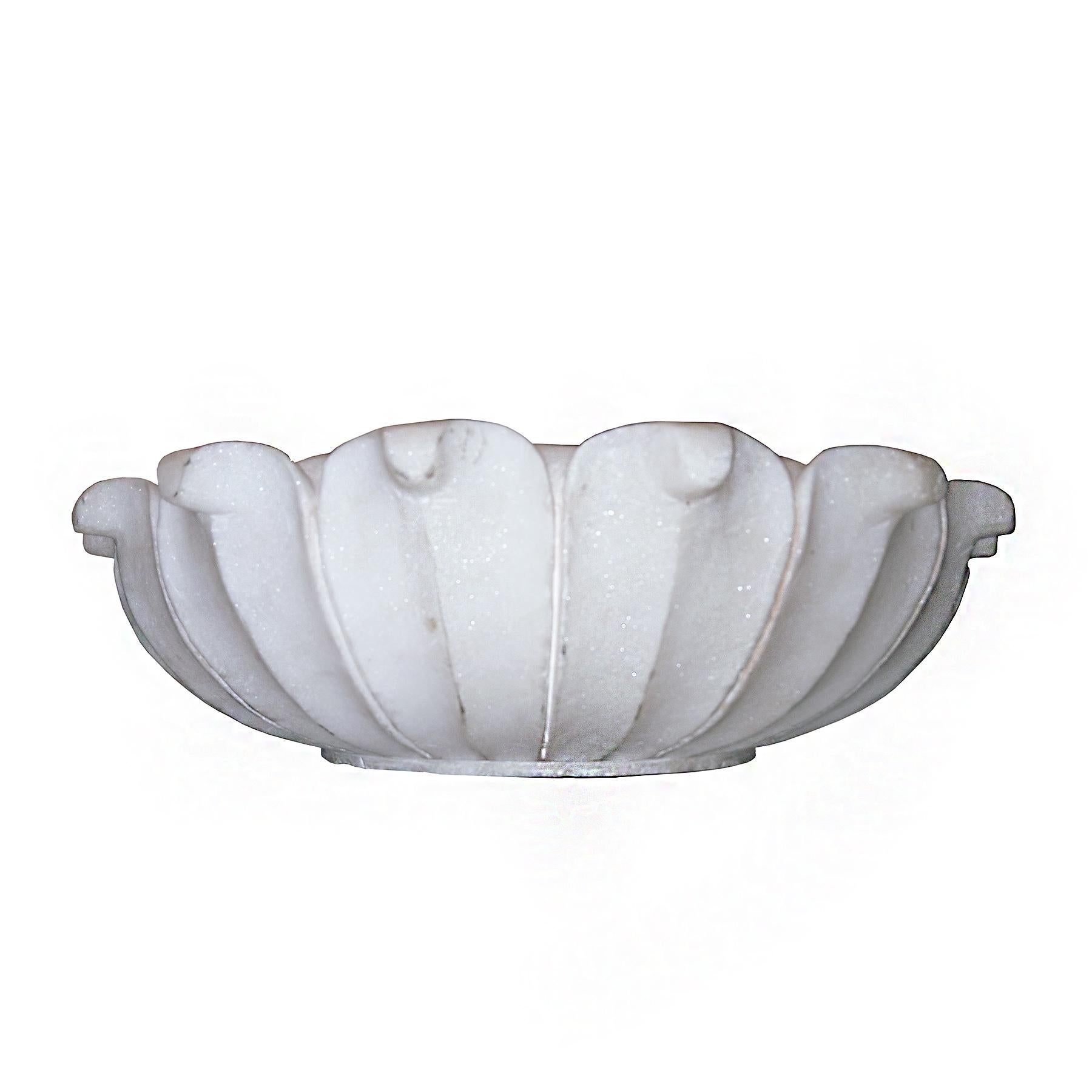 Hand Carved Marble Flower Bowl, Mid-20th Century 3