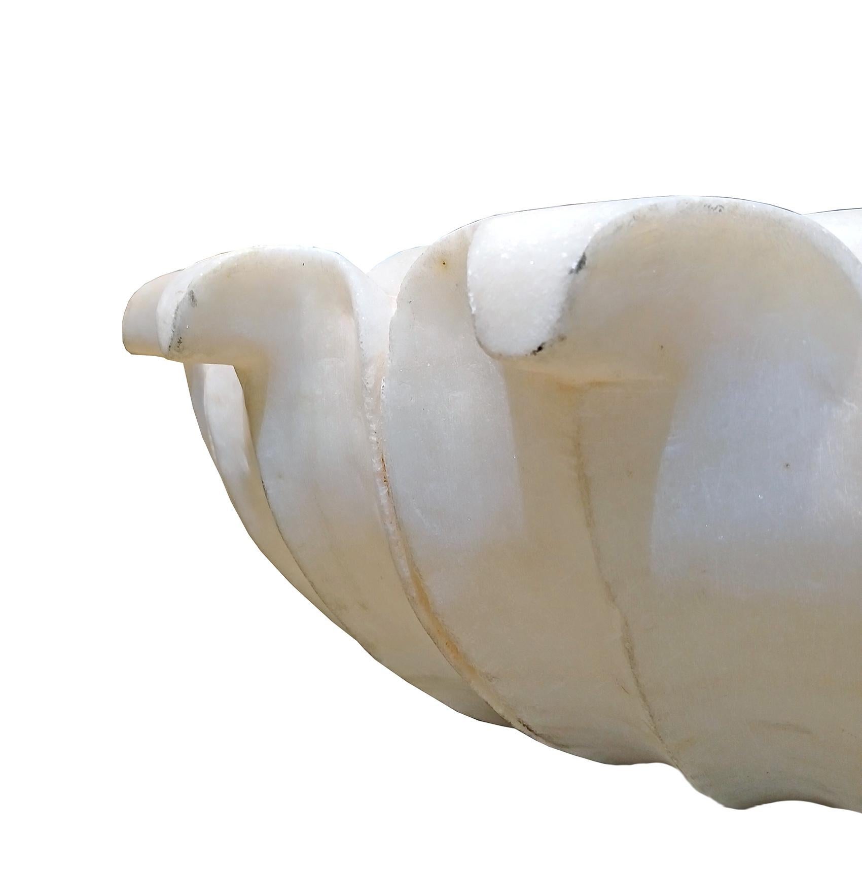 Hand Carved Marble Flower Bowl, Mid-20th Century 4