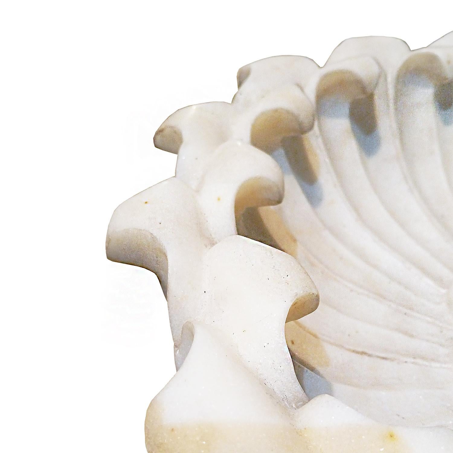 Hand Carved Marble Flower Bowl, Mid-20th Century 1