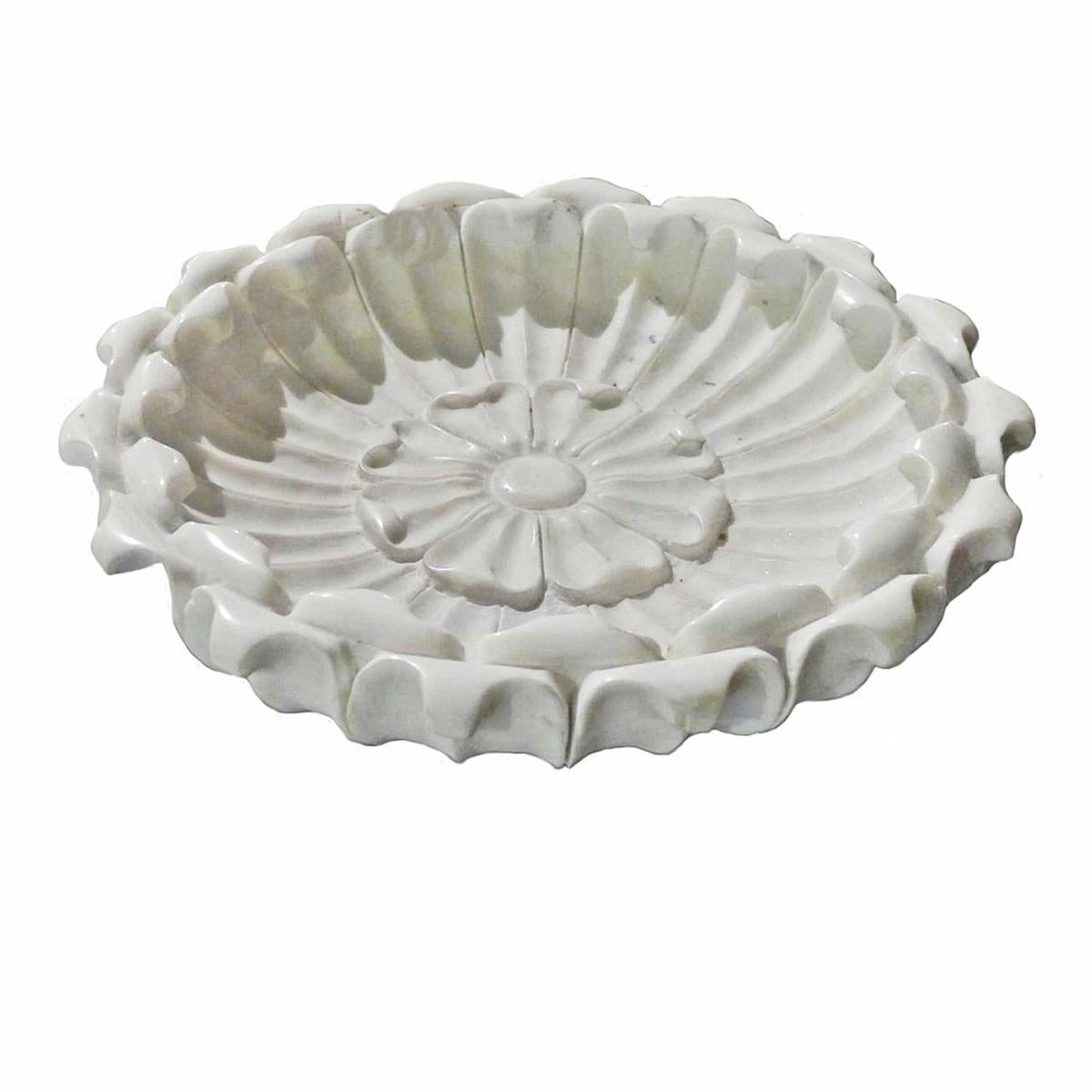 Hand Carved Marble Flower Bowl, Mid-20th Century For Sale 3