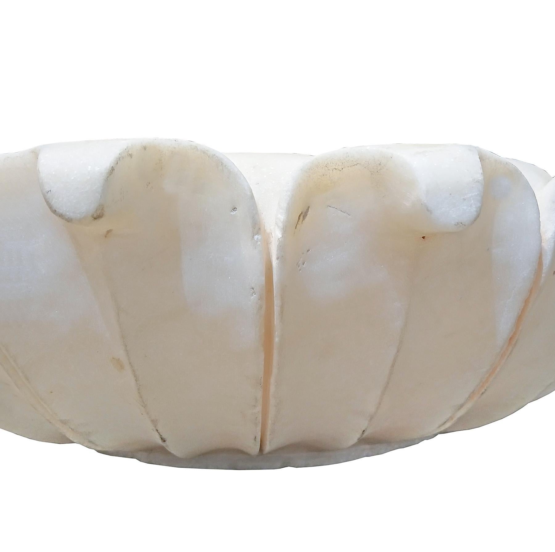 Hand Carved Marble Flower Bowl, Mid-20th Century 2