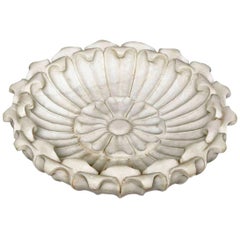 Hand Carved Marble Flower Bowl, Mid-20th Century