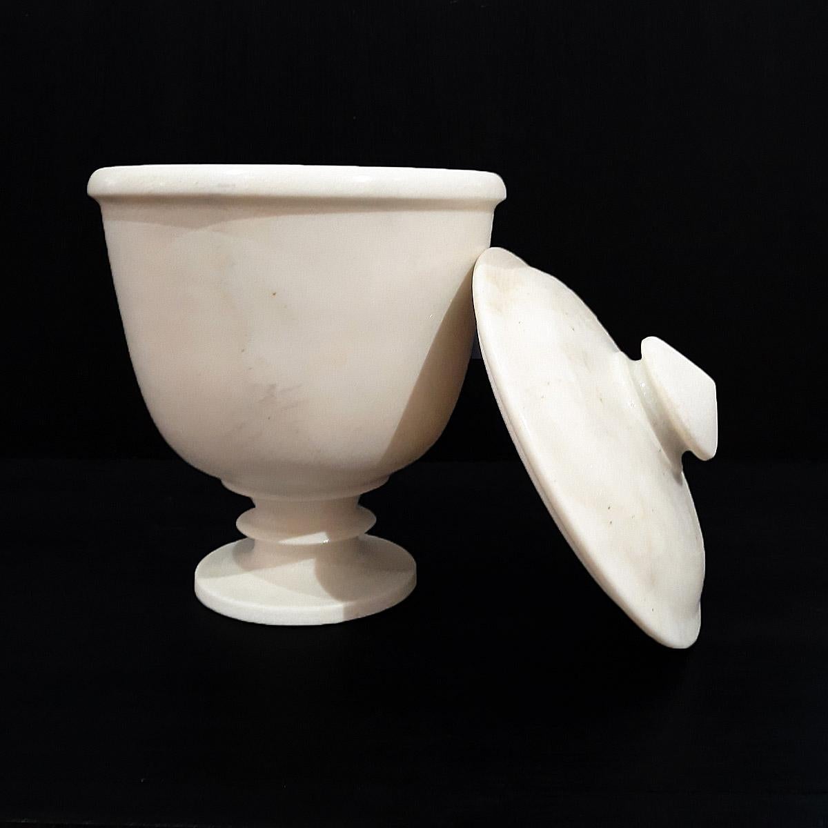 Hand-Carved Marble Goblet from India, with Lid 3